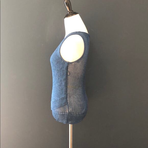 Bar III Sweater Top Metallic Blue Sleeveless - Picture 3 of 4